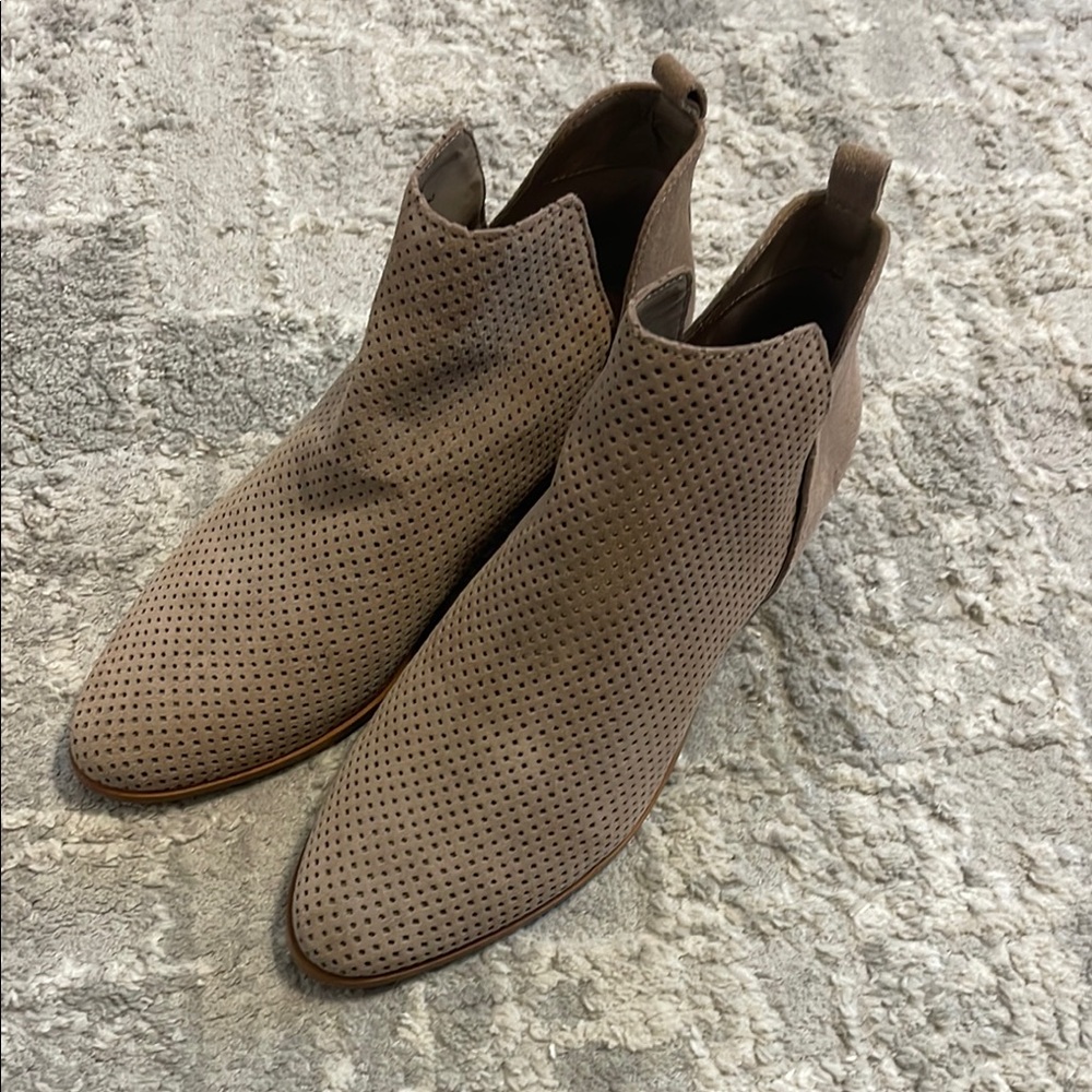 Dolce Vita Tan Ankle Booties with Perforated Design